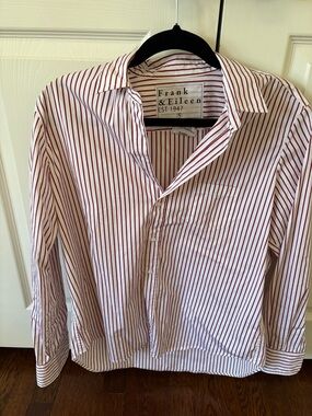 Frank & Eileen White Shirt with Red Pinstripes